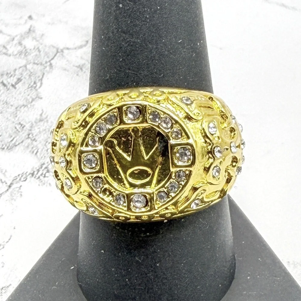 Crown Rhinestone Statement Ring Gold Unisex Size‎ 10 Stainless Steel Queen King